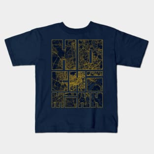 Ho Chi Minh, Vietnam City Map Typography - Gold Art Deco Kids T-Shirt